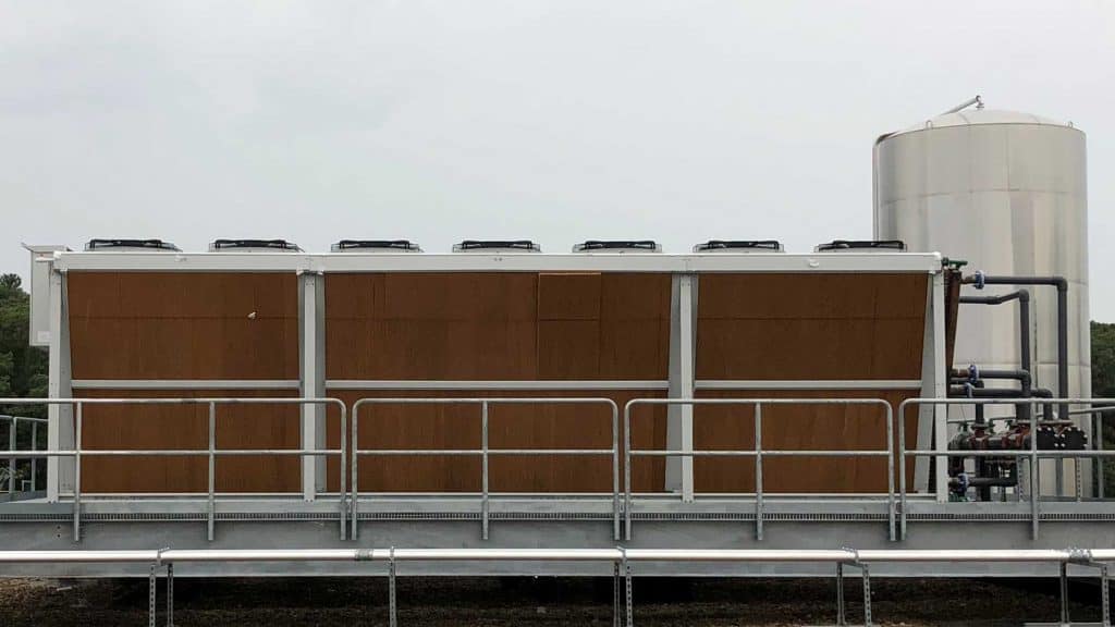 A view of an adiabatic cooler.